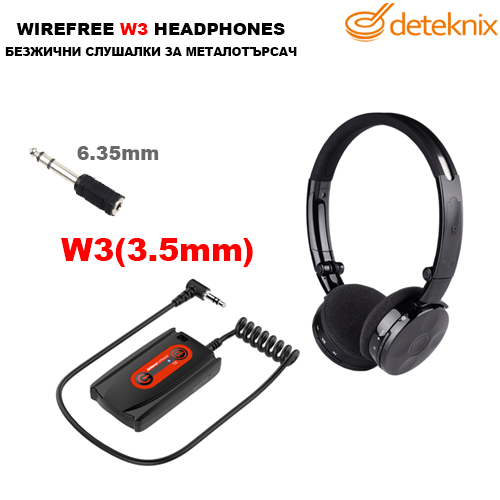 Безжични слушалки за металотърсачи W3 Lite на Deteknix - Щракнете върху Изображение, за да затворите